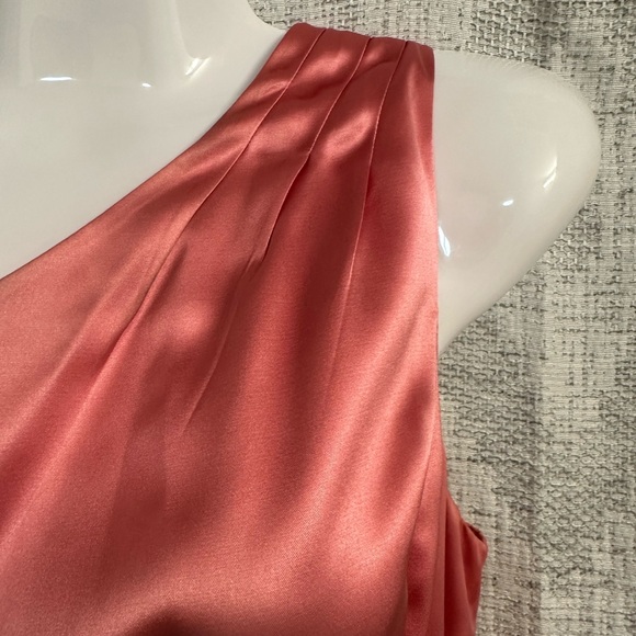 J.Crew rose pink satin one shoulder dress. Pleaded shoulder and opposite side. - Picture 4 of 7
